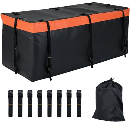 COSTWAY Bagagerack för släpkoppling, 550 L bilbagage, vattentät & vikbar bagagebox, transportlåda med remmar & förvaringsväska, 148 x 61 x 61 cm