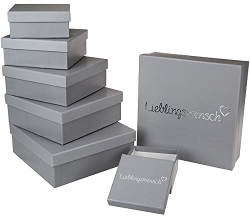 Bada Bing 8er Set Geschenkboxen Schachtel Lieblingsmensch Metallic Aufdruck Schachtel Geschenkverpackung Kartonage Box Edel Hochwertig