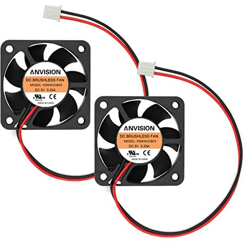ANVISION 2-pack 40 mm x 10 mm DC 5 V borstlös kylfläkt, dubbla kullager, 2-polig