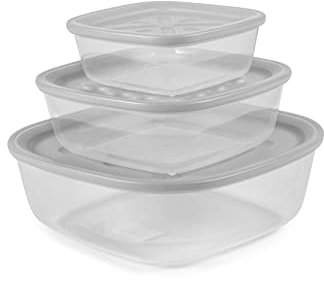 GUZZINI 2919721 Set 3 Contenitori Formecasa per Frigo in Polipropilene, Colore Grigio
