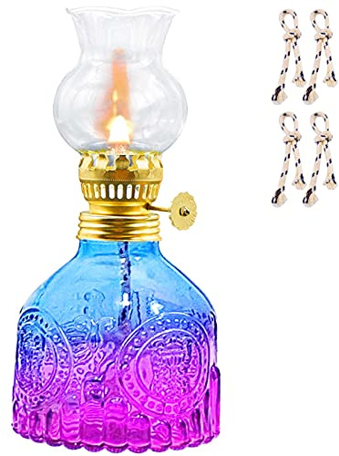Vintage Oil Lamp for Indoor Use,Gradient Color KeroseneLantern with4 Wicks