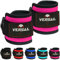 VERSAL Ankle Straps for Cable Machines Attachment Gym Cuff 7mm Padded Double D Weight Lifting Ankle Strap for Men Women,Glute Workouts,Leg Extensions,Curls,Booty Hip Abductors (Pair, Pink)