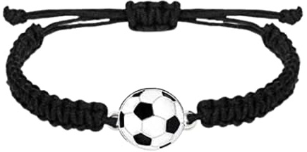 Soccer Bracelet, Soccer Jewelry, Adjustable Unisex Soccer Paracord Bracelets - Soccer Gift (Black)