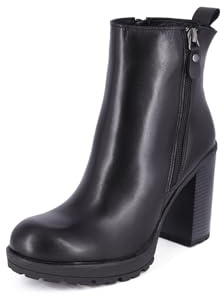 QUEEN HELENA Tronchetti di Pelle con Tacco Alto Stivaletti con Plateau Donna QH23-S407 (Nero, Sistema Taglie Calzature EU, Adulto, Donna, Numero, Media, 36)