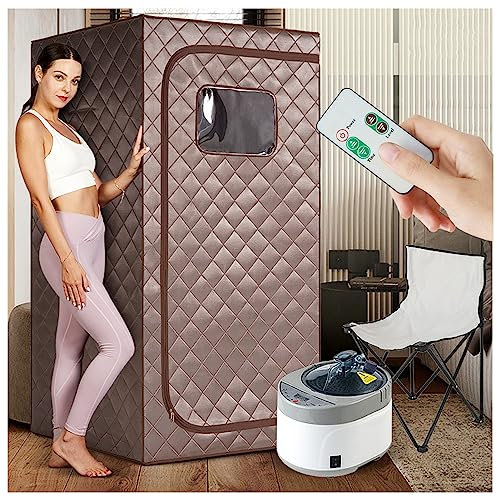 FICHET Sauna de Vapor Portátil para Casa, Sauna de Interior Plegable con Generador de Vapor de 4L y 2000W, Control Remoto, Temporizador, Sillas de Sauna