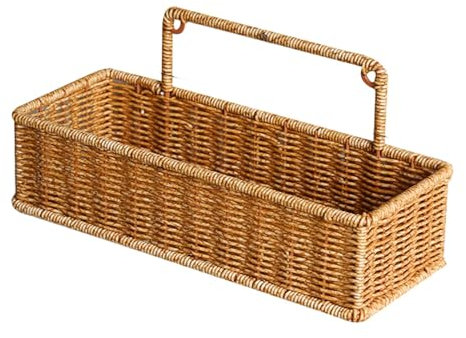 LOVIVER Woven Wall Mounted Storage Organizer Wall Hanging Basket with Handle Handmade Room Decor Vegetable Storage Basket for Closet, Rectangular