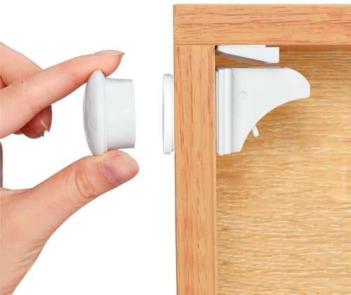 Auauraintt Baby Sicherheit Magnetische Schrankschloss, 12 Schlösser und 3 Schlüssel, Unsichtbare Kindersicherung für Schränke Schubladen, mit Montagehilfe, 3M zum kleben Ohne Bohren und Schrauben