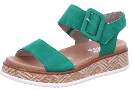 Rieker Damen W0800 Keilsandaletten, Grün, 39 EU