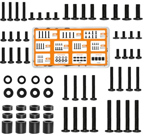 Alrhipvm Universal TV Mounting Hardware Screws Kit with Box - Includes M4 M5 M6 M8 Screws, Washers and Spacers, VESA Mount Screws TV Mount Replacement up to 80