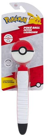 Pokémon Poke Ball Telescopic Fetch Launcher for Pets - Portable Launcher with Strap plus 2.5-Inch Rubber Ball