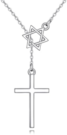 YFN Collana in argento Sterling 925 con ciondolo a forma di stella di David – Elegante gioiello cristiano Judaica per uomini e donne