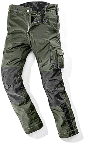 Bullstar Arbeitshose WORXTAR (Farbe oliv/schwarz, Größe 52, mit Dehnbund, verstärkter Kniebereich, moderne Arbeitskleidung) 1041-0-301-52