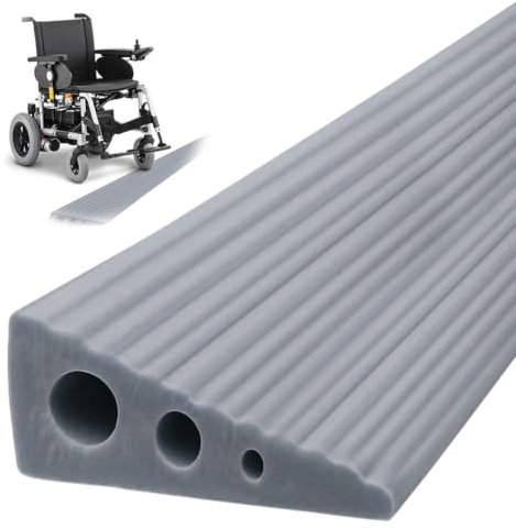 Türschwellenrampen 2,5x6,5x100cm, Schwelle Übergangsschiene Selbstklebend, rutschfeste Gummirampe Auffahrrampe für Rollstuhl, Kinderwagen, Rollator, Scooter, Türöffnungen oder Badezimmer, Grau