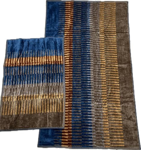 CARRARA Par de toallas de rizo velur de puro algodón, art. Victory, color azul