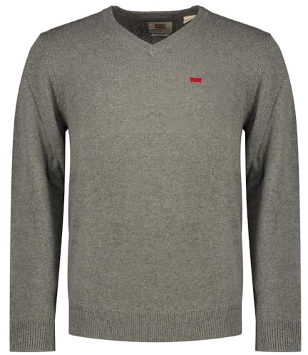 Levi's Suéter para Hombre con Cuello en V, Mid Tono Grey Heathe, L