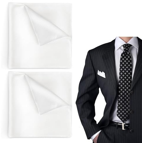 ZWWOGE 2 Stück Einstecktuch in einfarbig uni, Herren Einstecktuch halter vorgefaltet, stofftaschentücher herren Pochette Stecktuch, Größe 22 x 22 cm