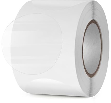 YIKIADA Etiquetas transparentes de 50 mm, redondas, autoadhesivas, protección de etiquetas autoadhesivas, rollo impermeable para sobres, cajas, paquetes, regalos, etiquetas de cierre, 500 unidades