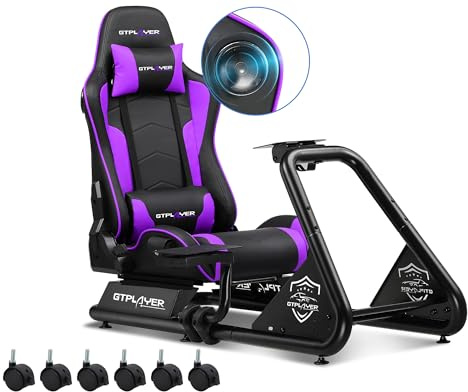 GTPLAYER Simulator Cockpit, sim Racing Cockpit, Soporte para Volante con Altavoces, Compatible con Varios Modelos de Volante y Pedales