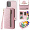 Asuwish Phone Case for Samsung Galaxy A52/A52S 5G Zipper Wallet Detachable Magnetic Cell Cover with Screen Protector Crossbody Strap Bling Flip Credit Card Holder A 52 S 4G G5 52A S52 52S Women Pink