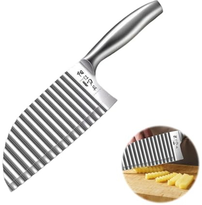 KANGDAWEI Stainless Steel Crinkle Cutter - Wavy Vegetable & Fruit Knife for Crinkle Cut Fries, Pickles, Carrots - Kitchen Gadget for BLW, Potatoes, Watermelon (【A】)