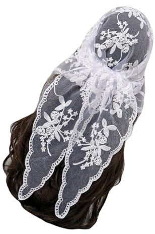 Zeizafa Embroidered Lace Triangle Scarf Flower Headband Lace Headscarf Bandana Headband Elegant Scarf Shawl 135x45cm for Woman
