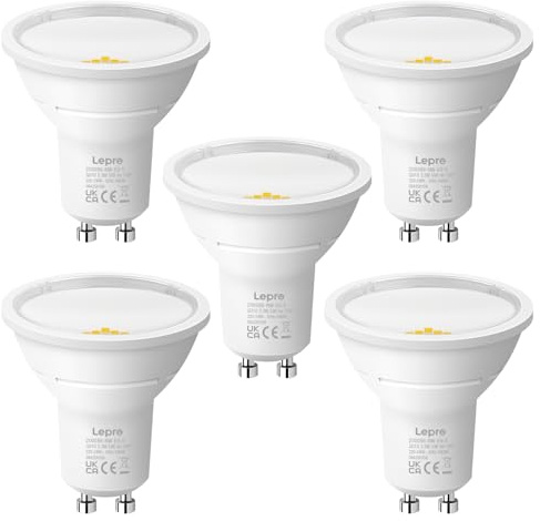 Lepro Lampadina LED GU10【Classe A】,590Lumen GU10 LED 4000K, Bianco Naturale Lampadina GU10,3.3W Equivalente a 50W, Fascio Ampio 100°,Lampadine a Risparmio Energetico non Dimmerabili,5 Pezzi