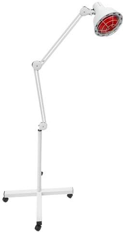 Lámpara infrarroja de 275 W, lámpara de luz roja infrarroja, rotación de 360°, lámpara de infrarrojos independiente, lámpara de calor con trípode de suelo y ruedas, para aliviar la fatiga muscular