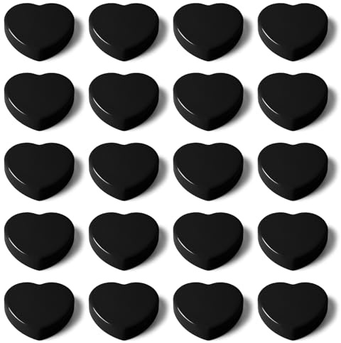 QOJOPU Fridge Magnets - 20PCS Small Strong Magnet Heavy Duty Mini Magnets for Whiteboard, Cute Heart Magnets for Crafts, Notice Board, Decorative Magnet for Kitchen, Office, School, Classroom - Black