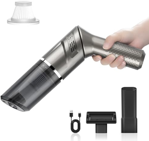 MZGO Handheld Vacuum,2-in-1 12000pa Powerful Car Vacuum Cleaner,Lightweight Mini Hand Held Vacuum with Rotatable Handle,Strong Cyclonic Suction for for Car,Stair,Sofa,Corner Cleaning