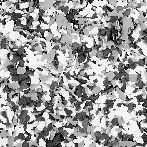Fabbay 5.6 Kg / 12.4 lb Epoxy Flakes Floor Paint Decorative Color Chips Garage Floor Blend Coating Concrete for Garage Wall Interior and Exterior House Paint (Black, White, Gray,6-8mm)