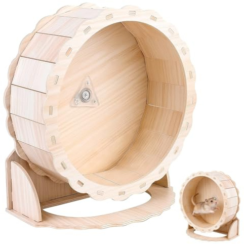 Hamster Wheel, Silent Hamster Wheel, 23 cm, Natural Wood with Closed