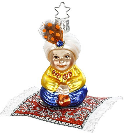 Inge-glas - Christbaumschmuck, Baumschmuck - Kleiner Muck mit fliegendem Teppich - Höhe: 7 cm - mundgeblasen