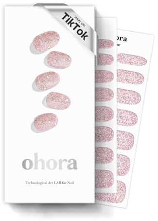 ohora Semi Cured Gel Nail Strips (N Pixie Dust) - Nude, Glitter, 30 Pcs for 2 Cycles, UV Lamp Compatible, Salon-Quality, Long-Lasting & Easy to Apply, Includes 2 Prep Pads, Nail File & Stick