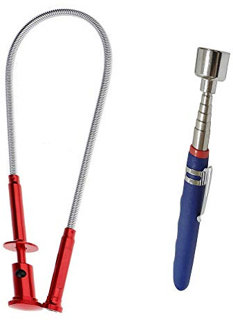 20 lb Telescoping Magnetic Pickup，Claw Magnetic Pick-up Tool 4 Claws with Bright LED Light Flexible Spring Magnet Grab Grabber Fingers Prongs for Garbage Pick up arm Extension