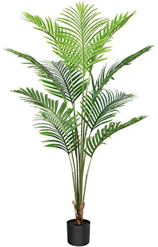 CROSOFMI Plantes Artificielles Deco Areca Palmier 150 cm Fausse Plante Interieur et Exterieur Plante Artificielle en Pot Plastique Salon Balcon Chambre Verte Décoration (1 Pack)