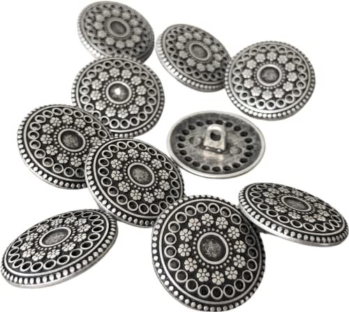 silber antik flache Metall Knöpfe mit Öse 17mm oder 22mm (10 Stück) (22mm)