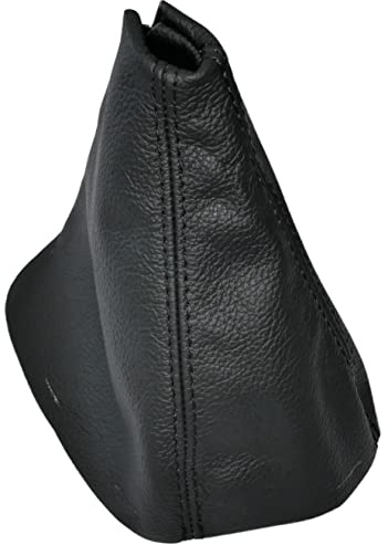 AERZETIX - C60150 - Växellåda i äkta läder - Kompatibel med Fiat Bravo 2 2007-2014 - Färg: Svart med svarta sömmar - För manuell växellåda