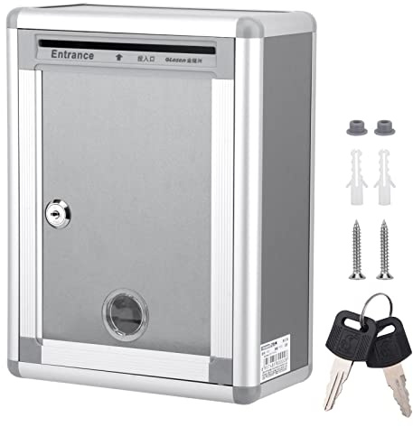 Wall Mount Mailbox, Lockable Secure Post Box, Letter Box for Outside, Drop Box with Key Lock, for Envelope, Letter, Outside, Home, Office Business