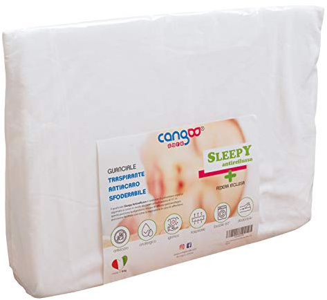 CANGOO CARE Cuscino Antireflusso, Per Letto, Lettino E Montessori, Alza Materasso, Riduce Il Reflusso, Migliora Il Respiro Notturno, Sfoderabile, Traspirante, Anallergico, 50x35x9 cm, Made In Italy