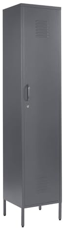 MMT Furniture Designs Ltd - Armario metálico de taquilla con gabinete de almacenamiento con cerradura, puerta única (Gris, 180 cm)