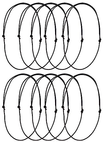 HUANIZI Set of 10 Adjustable Leathers Cords Necklace Rope Black Choker Necklace Cords Jewelry Findings for DIY Jewelry Making, 1.0mm