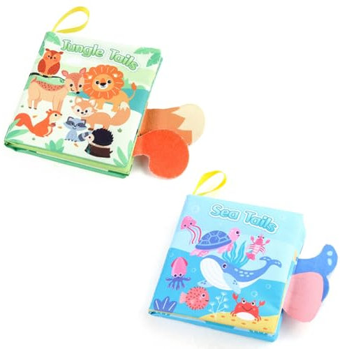 Babybuch Baby Stoffbuch, Stoffbücher, Knisterbuch, Babyspielzeug Buch, Baby Tuch Bücher, Baby Sensorisches Buch, Baby Soft Tuchbuch, Baby Fühlbuch, Mit Tierschwänzen, Für Babys Früherziehungsbücher