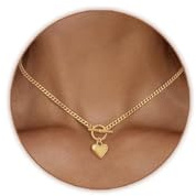 Hjärtkedja för kvinnor, 14 karat förgylld kedja med hjärthänge, fashionabla guldsmycken halsband, personliga kedjor med hjärta, gåva till kvinnor och flickor, smycken speciella tillfällen 43,18 cm
