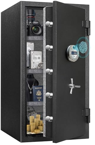 [Genuine Fireproof] 9.8 Cub Extra Large Biometric Waterproof Fireproof Safe for Home, [Dual Mode] 124 Lbs Heavy Duty Fire Proof Safe for Document Business Office
