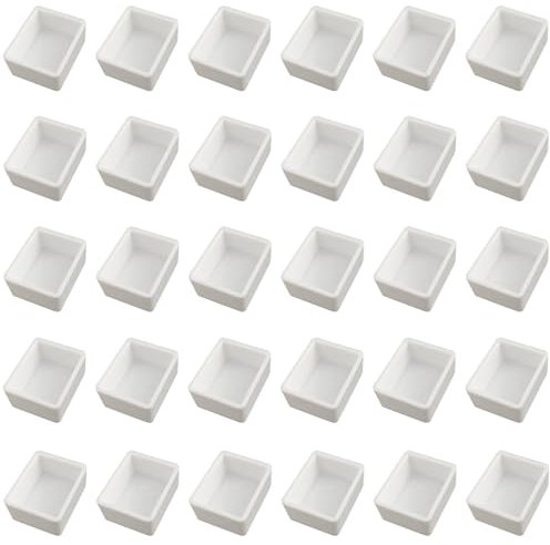 Niuhong 30 Pcs Cacerolas Acuarela Vacías Pintar Rejilla Pintura Recipiente Vacío Caja Pintura Acuarela Blanca Acuarela Vacía Rejilla Caja Paleta Acuarela Paletas Colores (Medias Sartenes)
