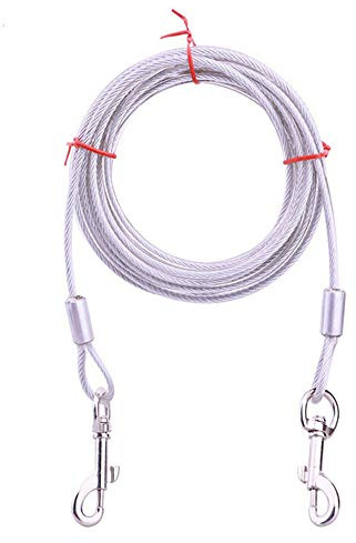Cable de amarre para perros con ganchos de metal duraderos para patio al aire libre, camping, a prueba de óxido, 5 m