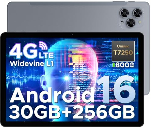 DOOGEE Tab G6 2025 Android 16 Tablet 11 Pulgadas, Tablet con Tarjeta Sim 30GB RAM+256GB ROM(TF 2TB), 8000mAh|Cámara 13MP|Octa-Core T7250|Widevine L1|Netflix|Dual 4G|WiFi 5|Bluetooth 5.0|GPS