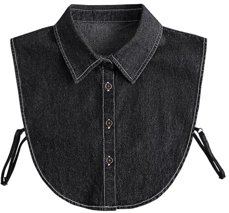 Healvian Detachable Denim Fake Collar for Women Shirt Collar Inserts for Sweaters Dresses Jackets Accessory