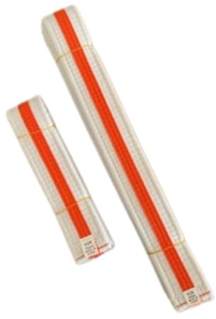 Martial Arts Kids White belt with Orange stripe, Karate, Taekwondo, Judo, Kickboxing, Adult 280cm and Children Sizes 150cm (Kids 150cm)