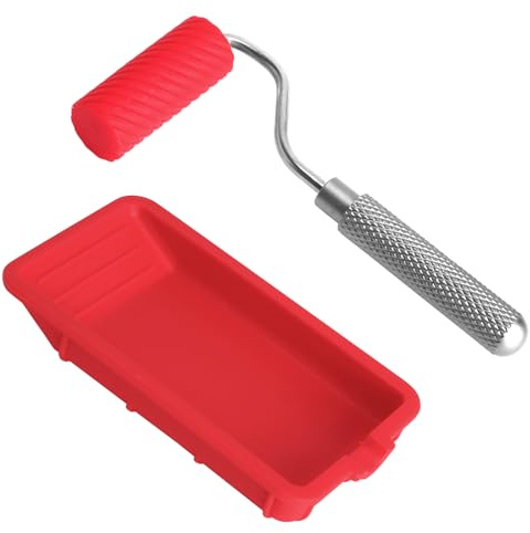 Kit d'application de colle au rouleau Applicateur de précision en silicone avec bac à peinture et manche en aluminium Application de colle pour le bois le modélisme et les loisirs créatifs